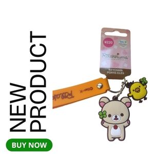 🍃NEW Authentic Rilakkuma San-X Minnade Osotode Pokapoka Goron Clover Key Chain